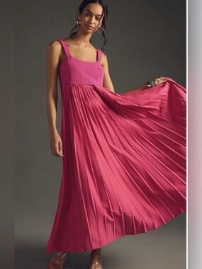 Mare Mare x Anthropologie Hot Pink Pink Pleated Dress Short Cropped Sweater XL
